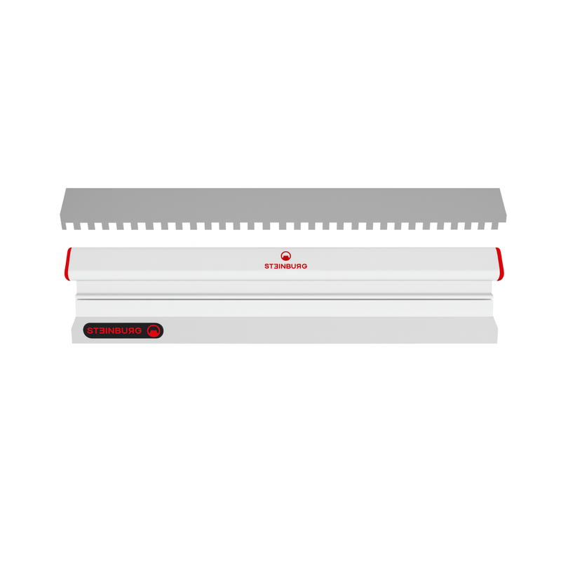 STEINBURG® Flächenspachtel 600 mm – Aluminium Wechselblatt-System mit 10x10 mm Zahnung