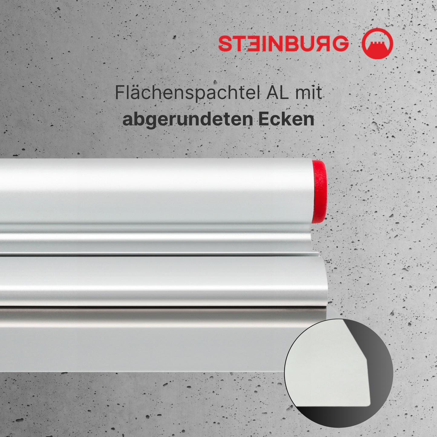 STEINBURG - "Flächenspachtel Al" Aluminium Spachtel mit abgerundeten Ecken