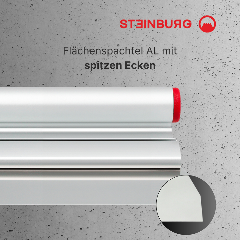 STEINBURG - "Flächenspachtel Al" Aluminium Spachtel mit spitzen Ecken