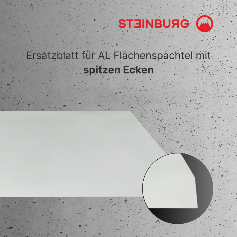 STEINBURG® Ersatzblatt Flächenspachtel Alu spitze Ecken – Edelstahl Gesamtansicht