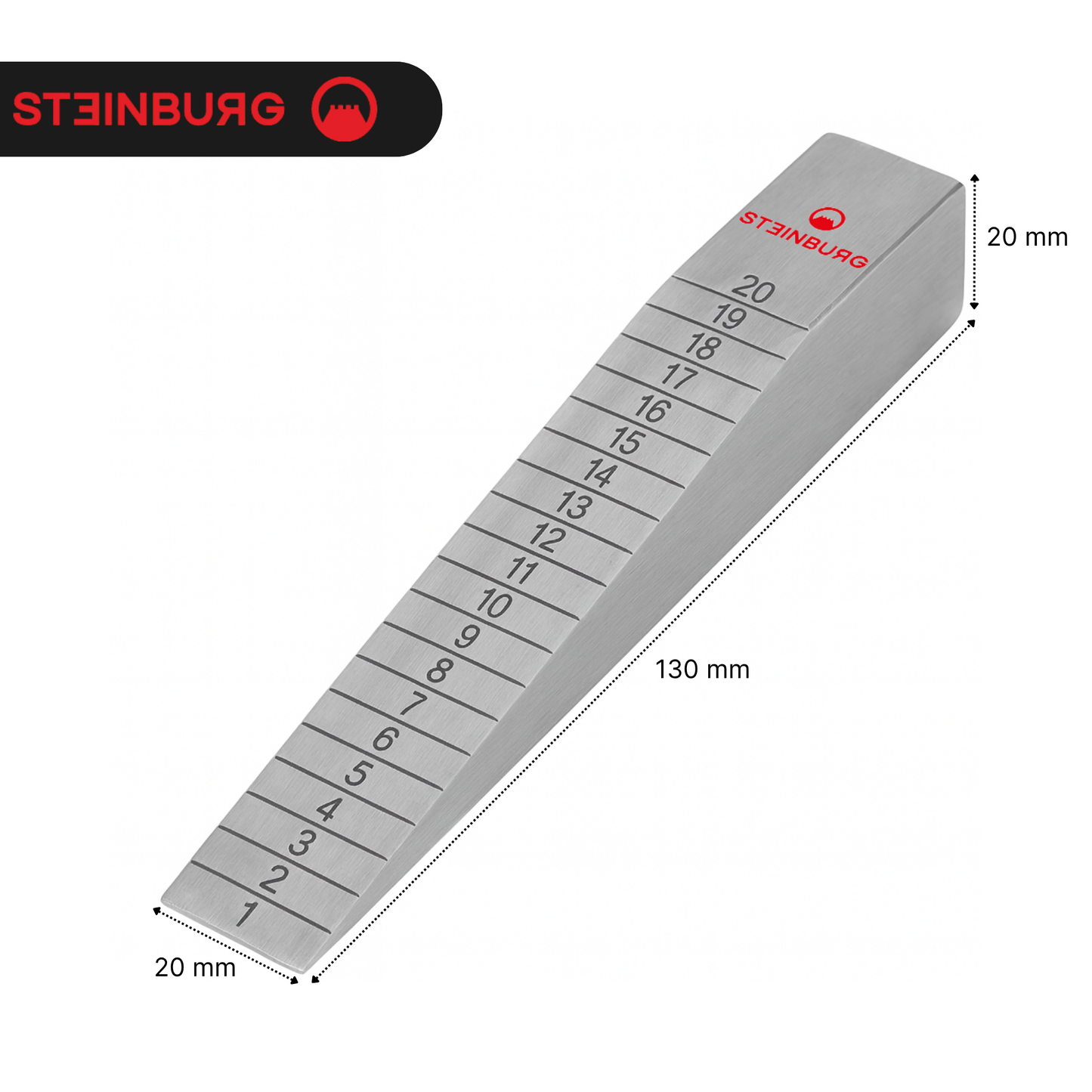 STEINBURG – "Messkeil" aus hochwertigem Aluminium | Skala 1–20 mm