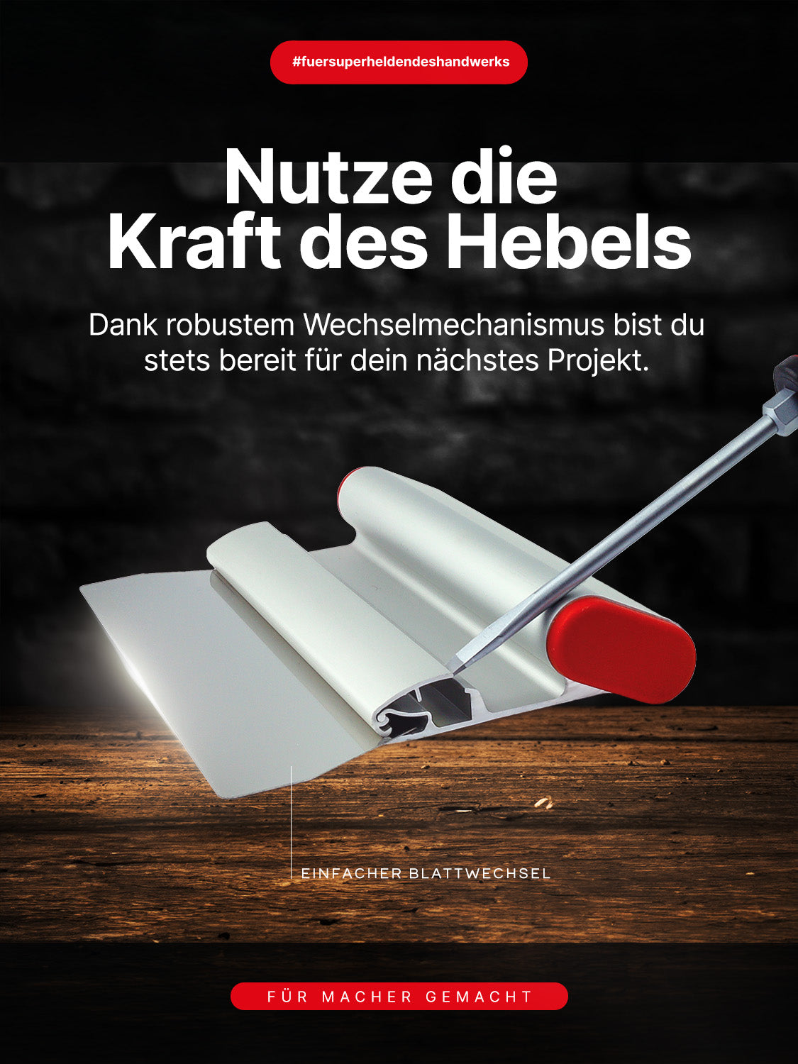 STEINBURG – „Flächenspachtel 600 mm“ mit 10×10 mm Zahnung und Wechselblatt-System